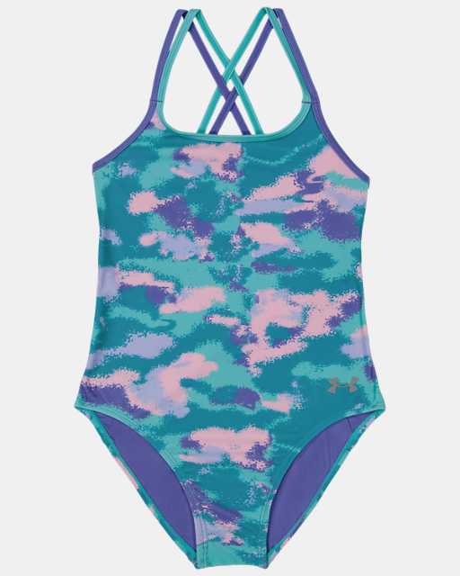Girls' UA Camo Crisscross 1-Piece Swimsuit